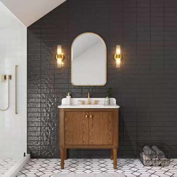 Collette 36 in. Single Sink Cinnamon Oak Bath Vanity with Carrara White Marble Top (Assembled)