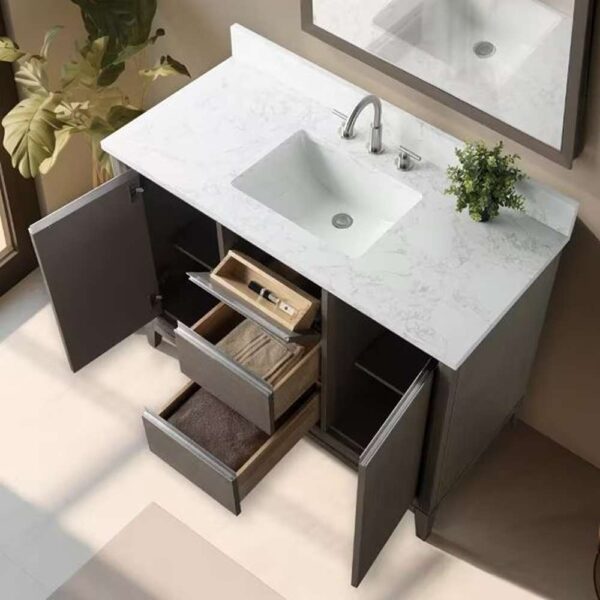 48 in. W x 22 in. D x 34 in. H Single Sink Bathroom Vanity in Driftwood Gray with Engineered Marble Top