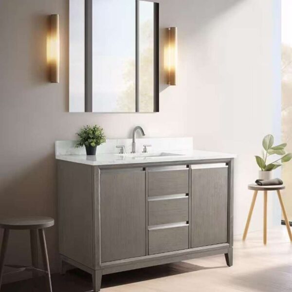 48 in. W x 22 in. D x 34 in. H Single Sink Bathroom Vanity in Driftwood Gray with Engineered Marble Top