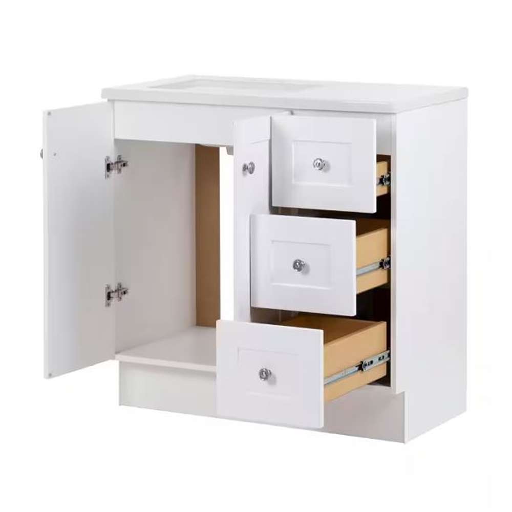 Bannister 37 in. Single Sink White Bath Vanity with Granite-Look Colorpoint White Cultured Marble Top (Assembled)