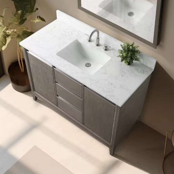 48 in. W x 22 in. D x 34 in. H Single Sink Bathroom Vanity in Driftwood Gray with Engineered Marble Top